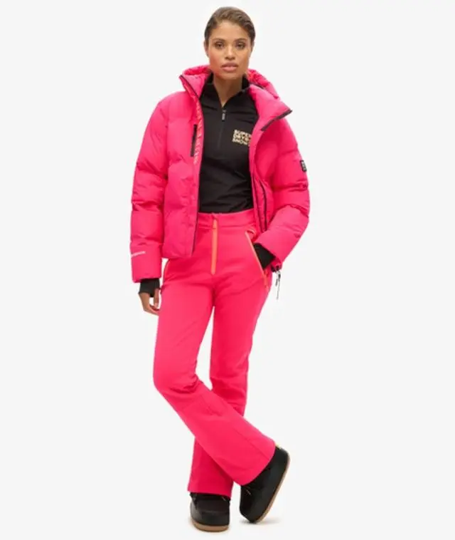 Superdry & Co Women's Ski Softshell Slim Trousers Red / Hyper Fire Pink - 
