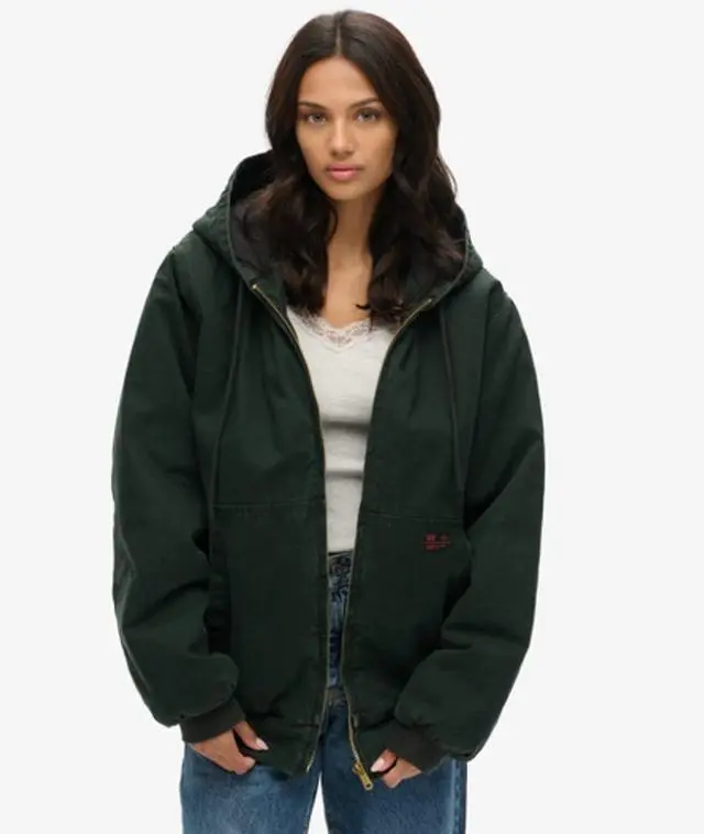 Superdry Women's Oversized Surplus Hooded Bomber Jacket Green / Jet Set Green - 