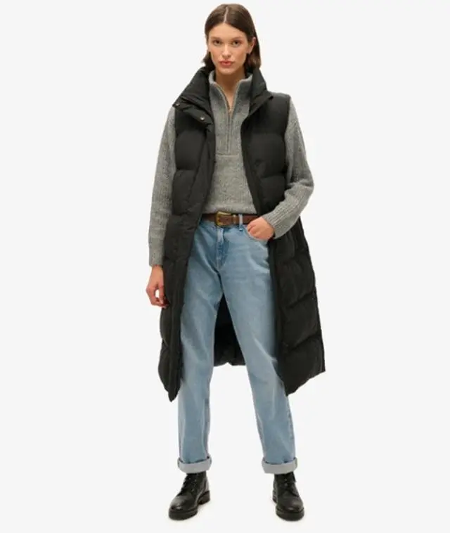 Superdry Women's Longline Puffer Gilet Black - 