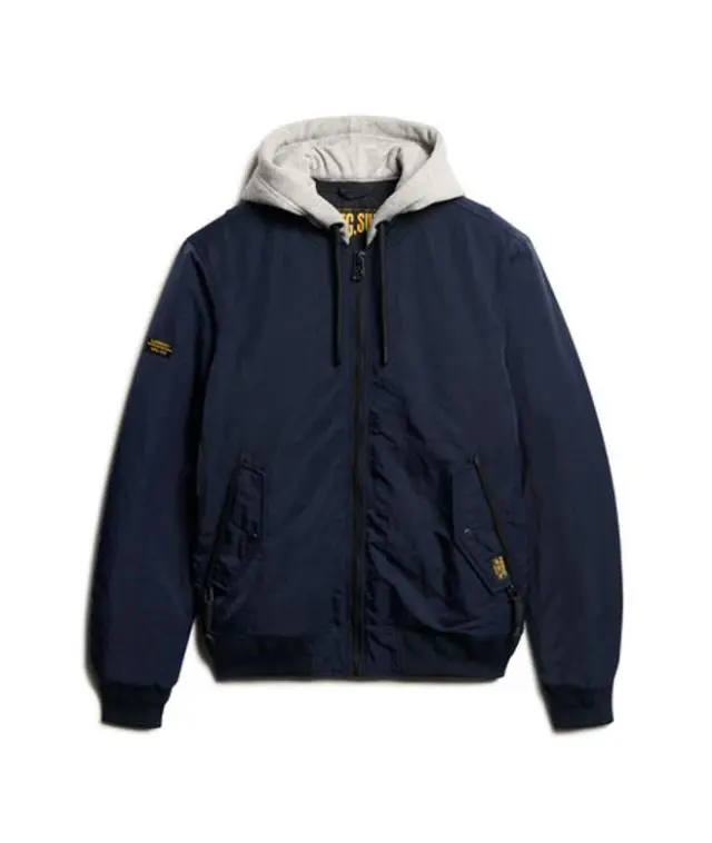 Superdry & Co Women's Oversized Military Hooded MA1 Jacket, Navy Blue, 
