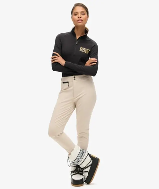 Superdry Women's Ski Luxe Legging Snow Pants Grey / Off Grey -