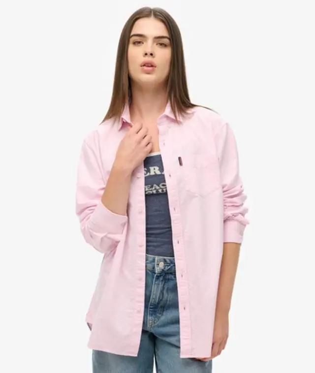 Superdry Women's Long Sleeved Oxford Shirt Pink / City Pink -