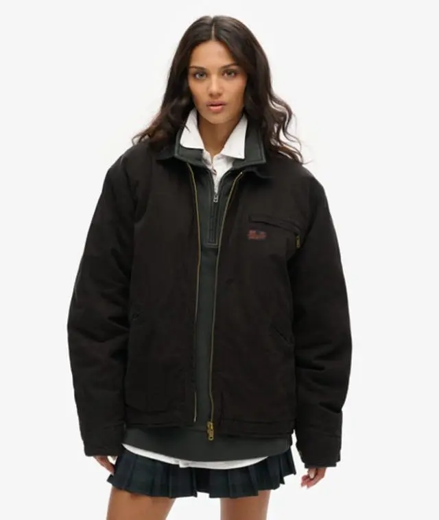 Superdry Women's Oversized Surplus Ranch Jacket, Black,