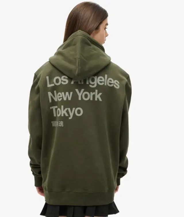 Superdry Women's Oversized Core Logo City Hoodie Khaki / Army Khaki - 