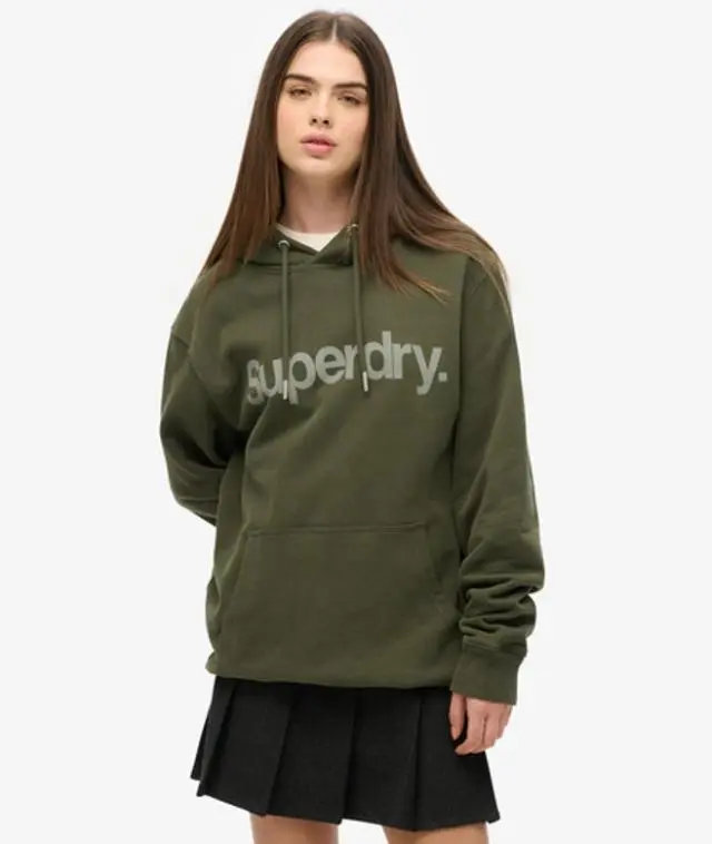 Superdry Women's Oversized Core Logo City Hoodie Khaki / Army Khaki - 