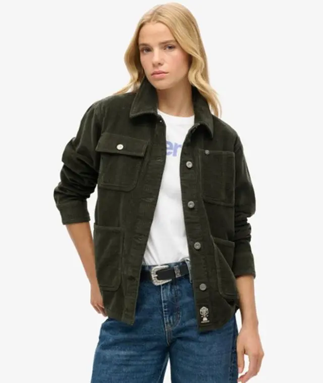 Superdry & Co Women's Corduroy Chore Jacket Khaki / Army Khaki - 