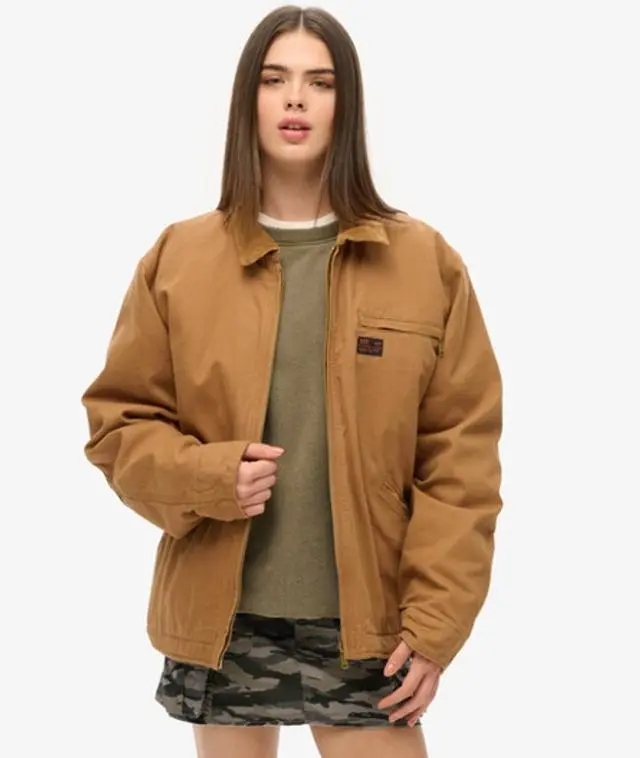 Superdry Women's Oversized Surplus Barn Jacket Brown / Denim Co Tobacco Brown -