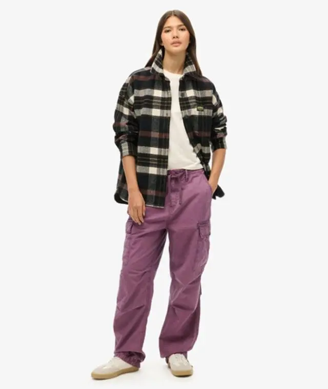 Superdry Women's Low Rise Parachute Cargo Pants Purple / Berry Conserve - 