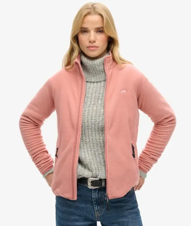 Superdry & Co Women's Polar Fleece Full Zip Jacket Pink / Ash Rose - 