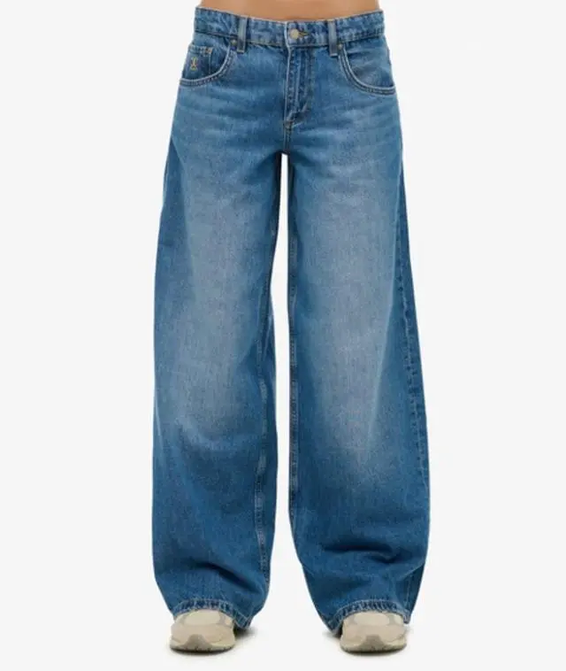 Superdry & Co Women's Cult Mid Rise Baggy Jeans, Blue, 