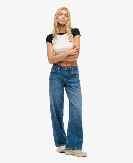 Superdry Women's Cult Mid Rise Baggy Jeans Blue / Mid Blue Vintage Wash -