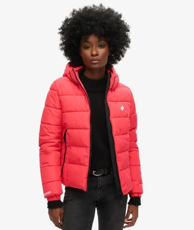 Superdry Women's Hooded Spirit Sports Puffer Jacket Pink / Active Pink - 