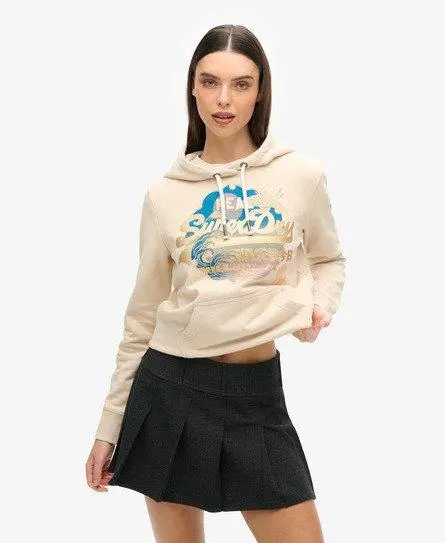 Superdry Women's Vintage Logo Itago Hoodie Cream / Tapioca Cream Beige - 
