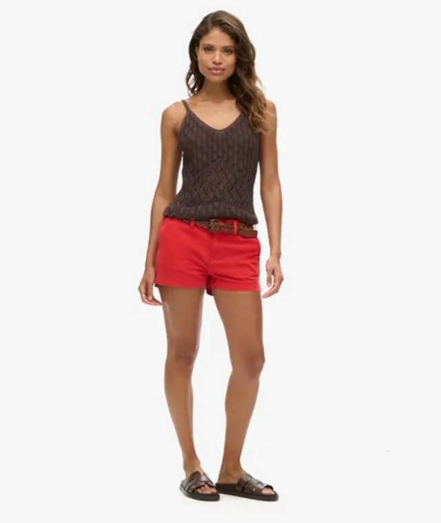 Superdry Women's Chino Hot Shorts, Red, 