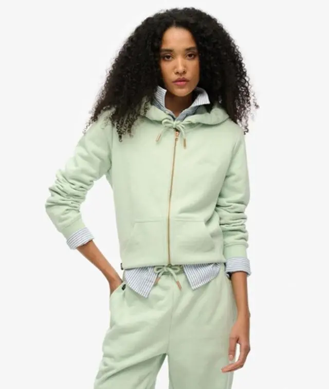 Superdry Women's Essential Logo Zip Hoodie Green / Surf Spray Green - 
