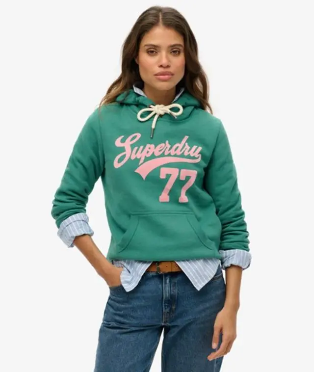 Superdry Women's Super 77 Hoodie Green / Pine Green - 
