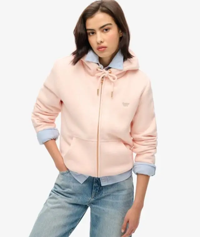 Superdry Women's Essential Borg Lined Zip Hoodie Pink / Pink Clay - 