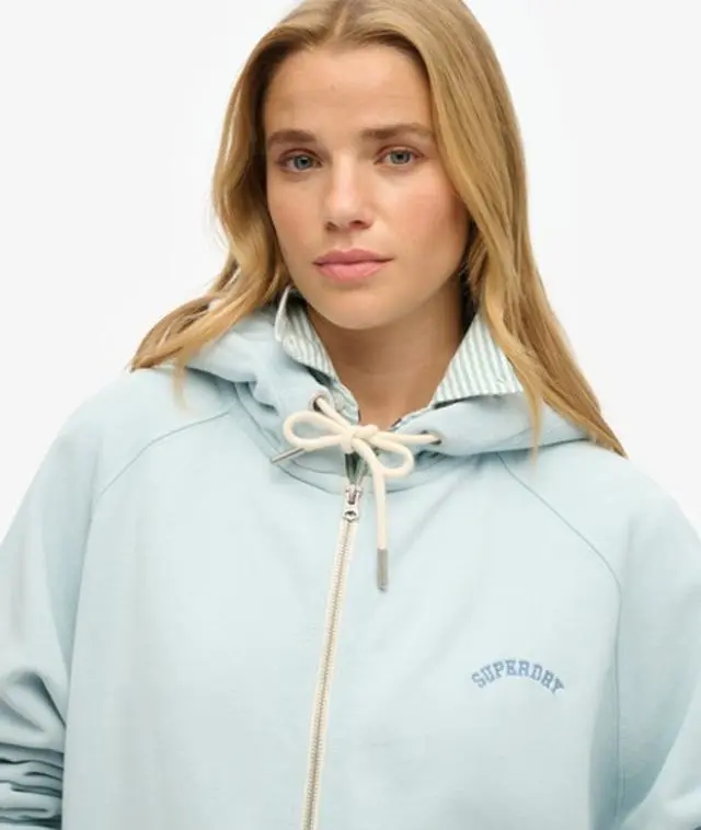 Superdry & Co Women's Essential Logo Oversized Raglan Zip Hoodie Light Blue / Winter Sky Blue - 