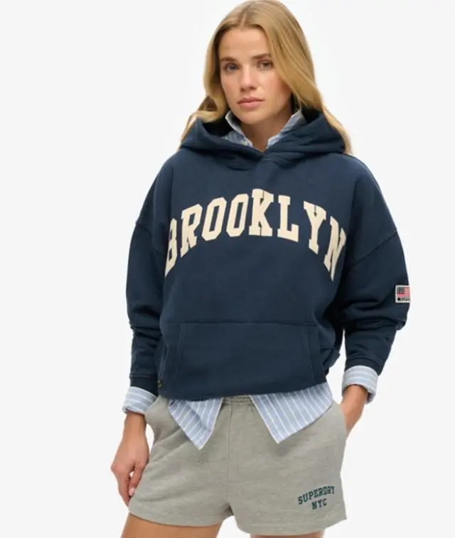 Superdry & Co Women's Athletic Essentials Relaxed Hoodie Navy / Richest Navy - 