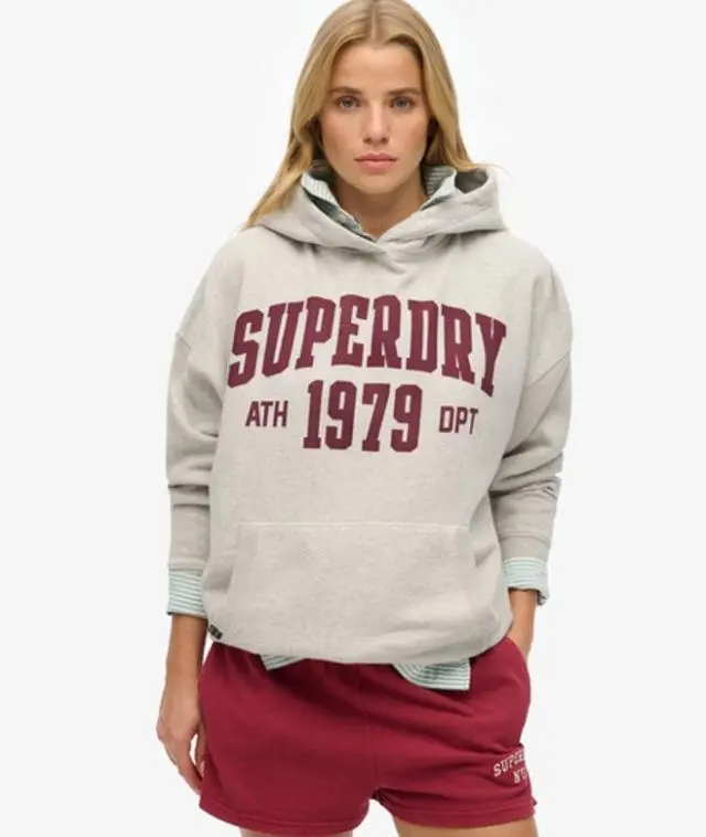 Superdry & Co Women's Athletic Essentials Relaxed Hoodie Light Grey / Glacier Grey Marl - 