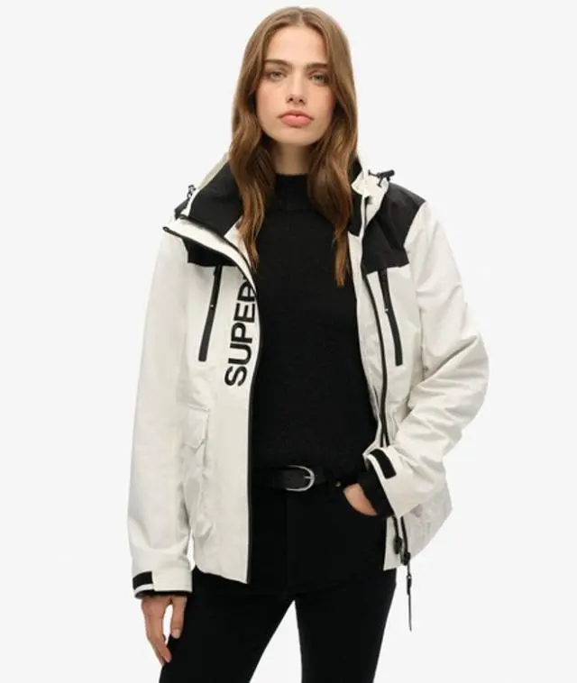 Superdry Women's Colour Block Ultimate Windbreaker Jacket White / Off White/black -