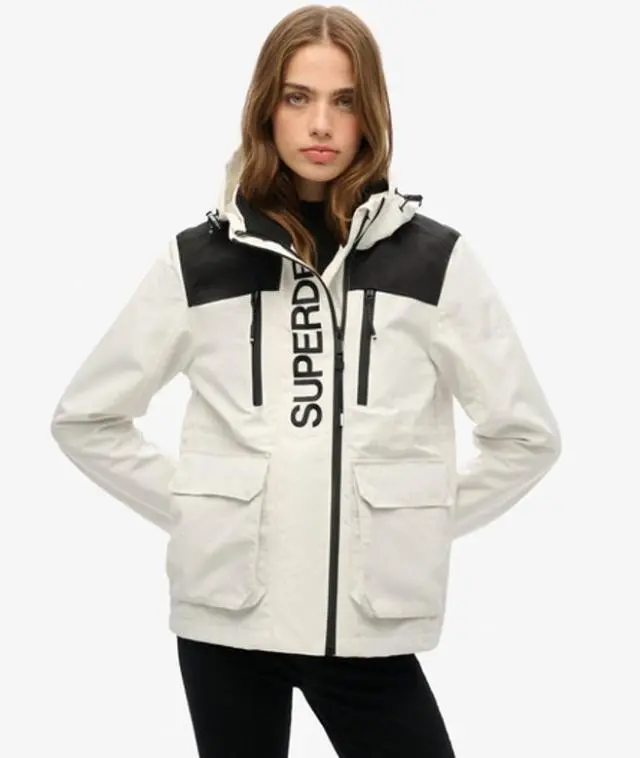 Superdry Women's Colour Block Ultimate Windbreaker Jacket White / Off White/black - 