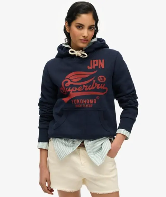 Superdry Women's High Flyers Hoodie Navy / Darkest Navy -