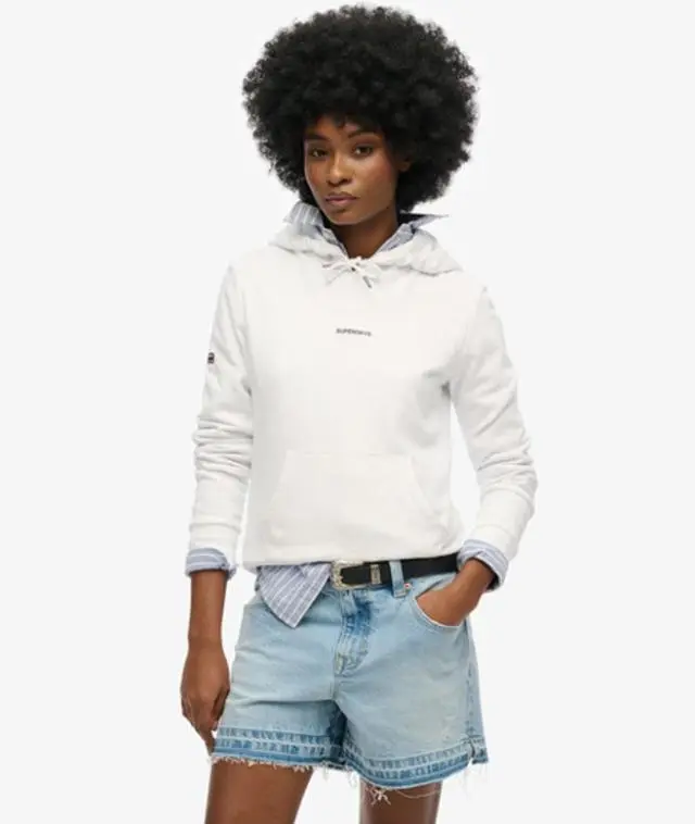 Superdry & Co Women's Classic Plain Hoodie, White, 
