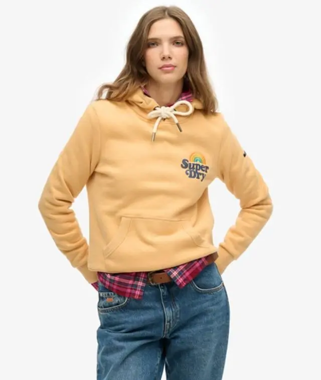 Superdry Women's Vintage Rainbow Hoodie Red / Clay - 