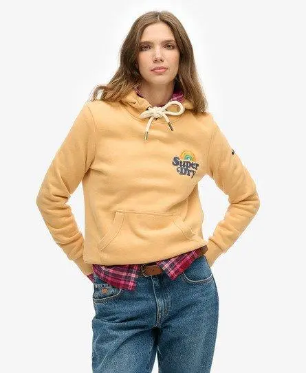 Superdry Women's Vintage Rainbow Hoodie Red / Clay -