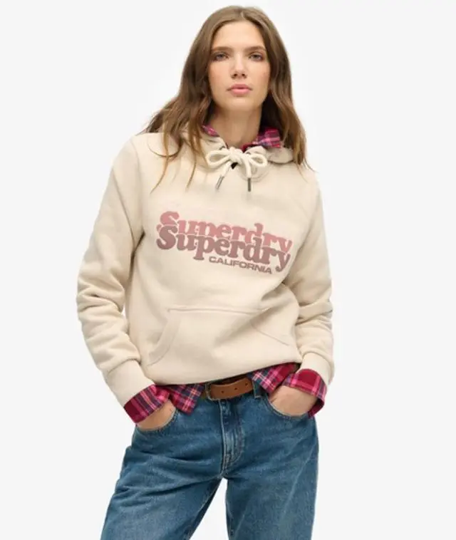 Superdry Women's Stacked Hoodie Grey / Off Grey -