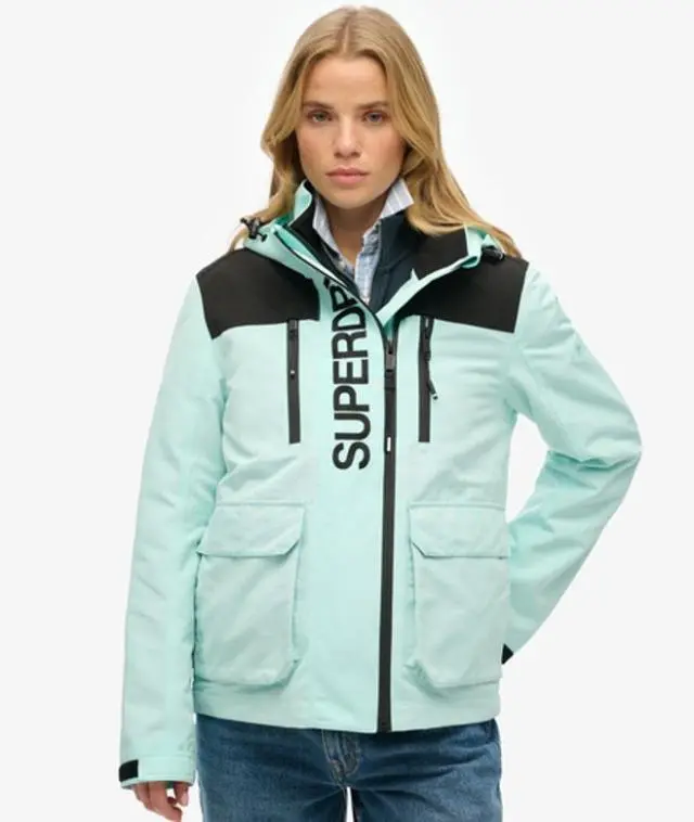 Superdry Women's Colour Block Ultimate Windbreaker Jacket Blue / Cali Blue/black - 