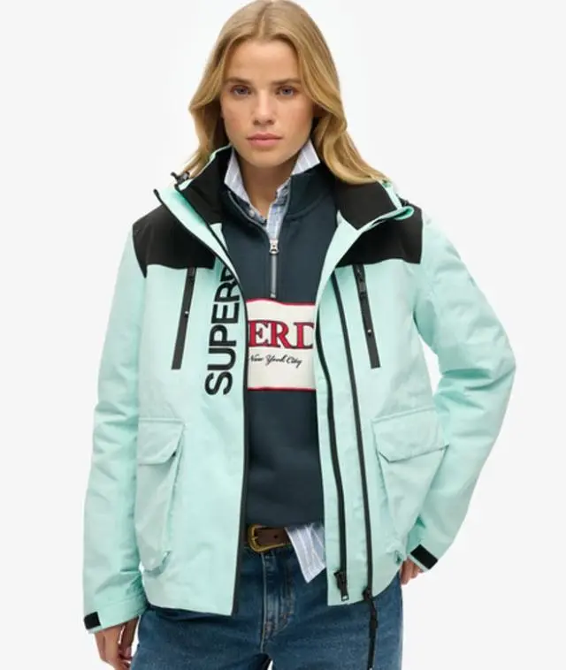 Superdry Women's Colour Block Ultimate Windbreaker Jacket Blue / Cali Blue/black - 