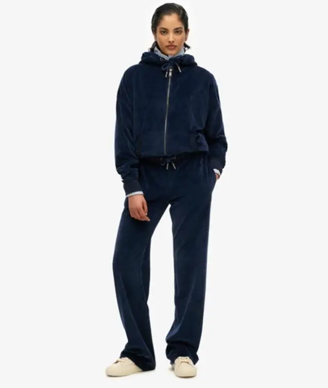 Superdry & Co Women's Velour Wide Leg Joggers Navy / Richest Navy - 
