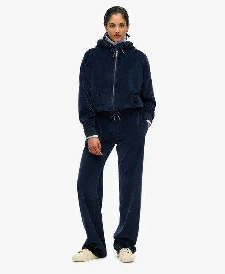 Superdry Women's Velour Wide Leg Joggers Navy / Richest Navy - 