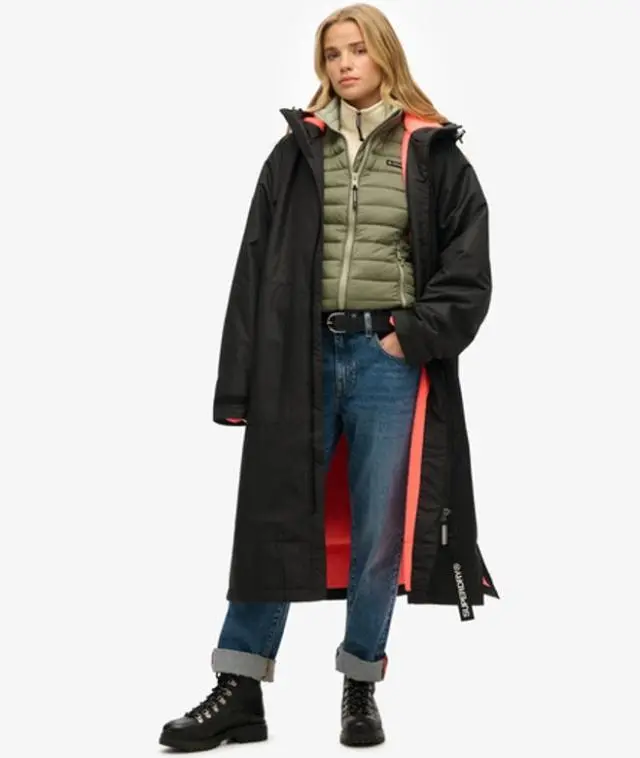 Superdry Women's Robe Black / Black/coral - 