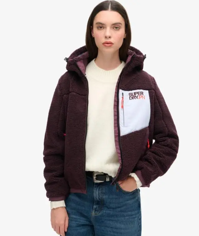 Superdry Women's Hooded Fleece Trekker Jacket Purple / Smoky Aubergine Purple - 