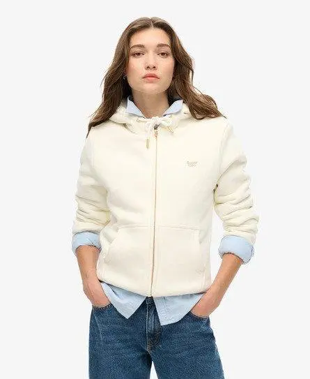Superdry Women's Essential Borg Lined Zip Hoodie White / Off White -