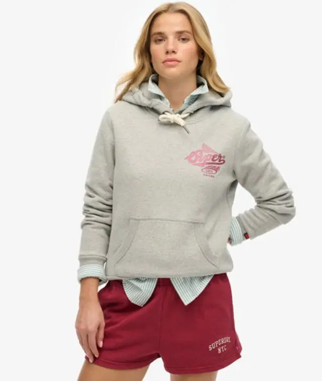 Superdry & Co Women's Athletic Metallic Hoodie Grey / Grey Marl - 
