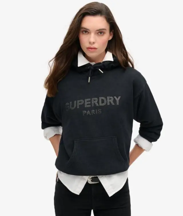 Superdry Women's Sport Luxe Loose Hoodie Black - 