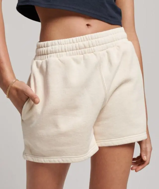 Superdry Women's Vintage Wash Sweat Shorts Cream / Oatmeal - 