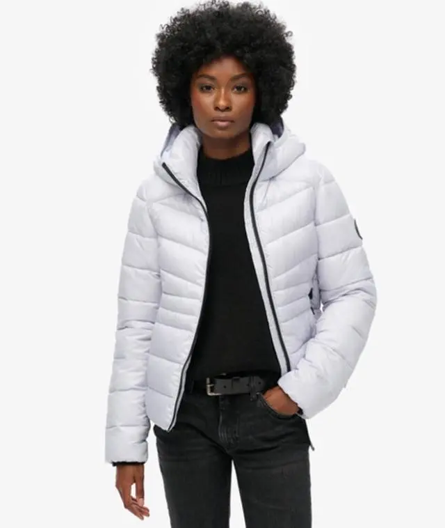 Superdry Women's Hooded Fuji Quilted Padded Jacket Purple / Iced Purple - 