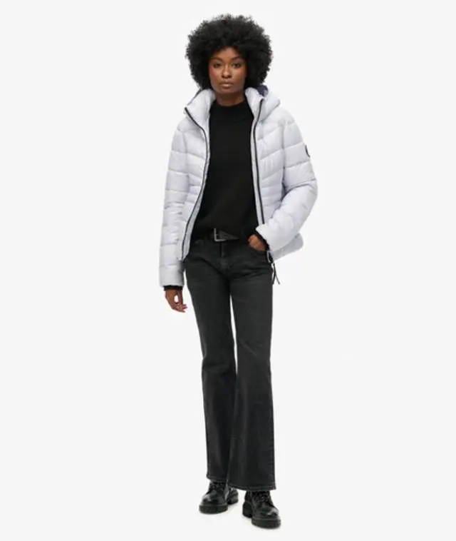 Superdry Women's Hooded Fuji Quilted Padded Jacket Purple / Iced Purple - 
