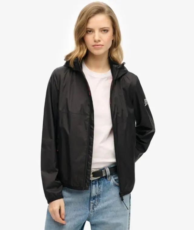 Superdry Women's Hooded Logo Windbreaker Jacket Black - 