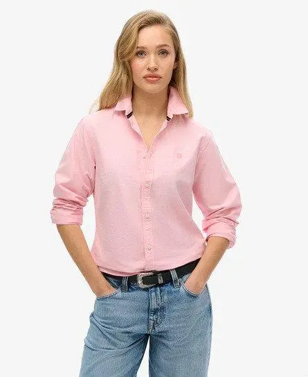 Superdry Women's Slim Oxford Long Sleeve Shirt Pink / City Pink Chambray Oxford -