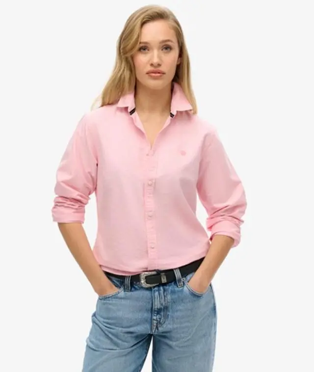 Superdry Women's Slim Oxford Long Sleeve Shirt Pink / City Pink Chambray Oxford - 