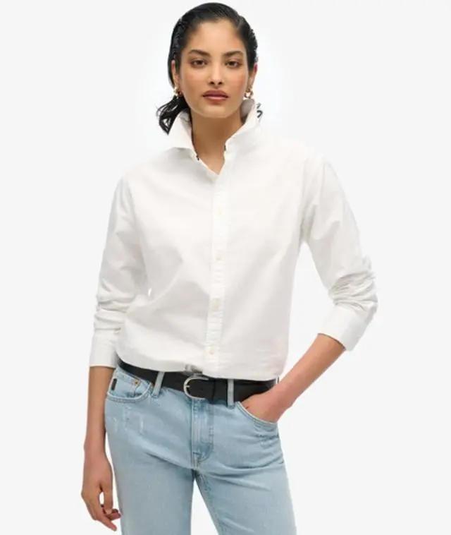 Superdry Women's Slim Oxford Long Sleeve Shirt White / Optic White Oxford - 