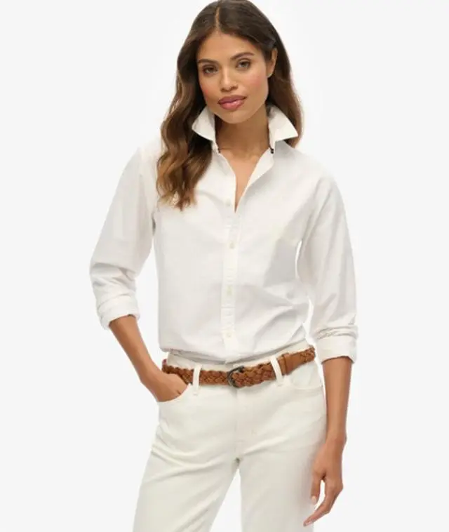 Superdry Women's Slim Oxford Long Sleeve Shirt White / Optic White Oxford - 