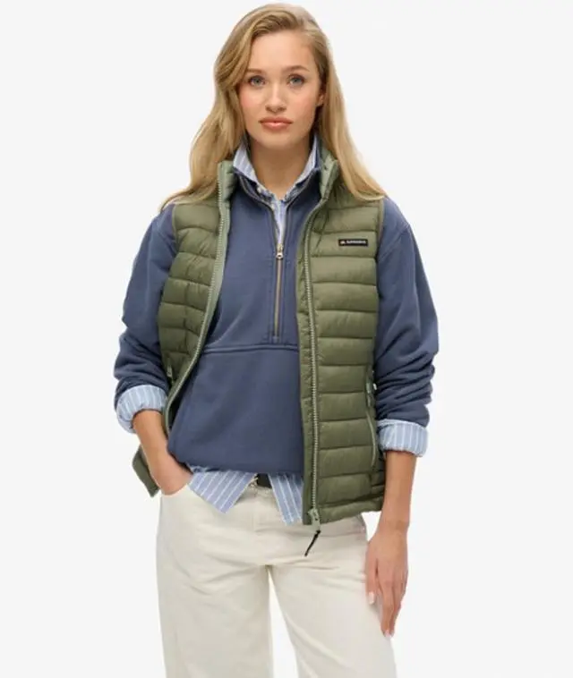 Superdry Women's Fuji Lite Padded Gilet Green / Dusty Olive Green -