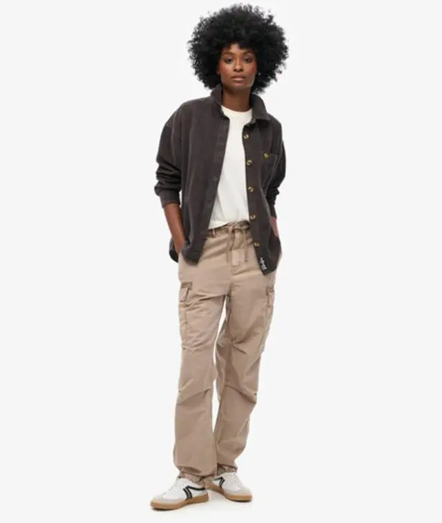 Superdry Women's Low Rise Para Cargo Pants Beige / Cinder - 